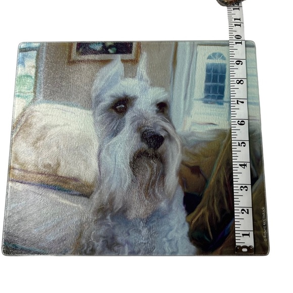 CUTTING BOARD WITH SCHNAUZER PIC BY ROBERT MCCLINTOCK GLASS HOT PLATE TRIVET - Picture 5 of 6